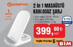 POLOSMART 2 İN 1 MASAÜSTÜ KABLOSUZ ŞARJ